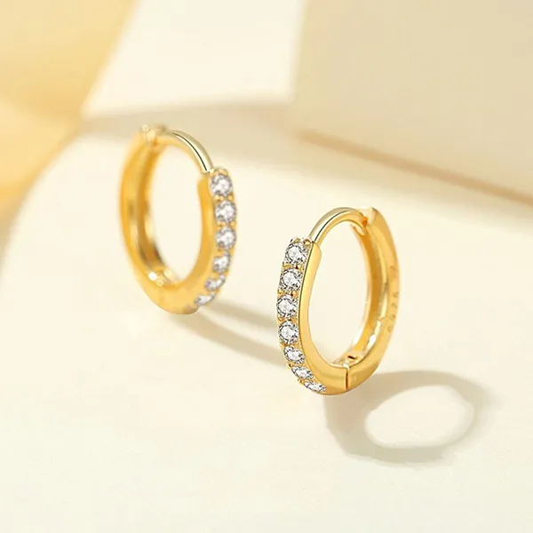 Khuyên Tai LiLi Jewelry Dạng Tròn Đính Đá CZ Cristy LILI_886531 Màu Vàng - Trang sức - Vua Hàng Hiệu