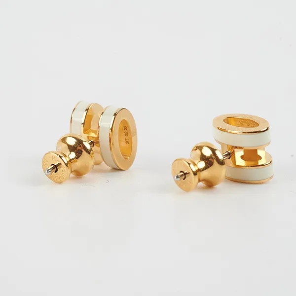 Khuyên Tai Nữ Hermès Mini Pop H Earrings Màu Trắng Vàng