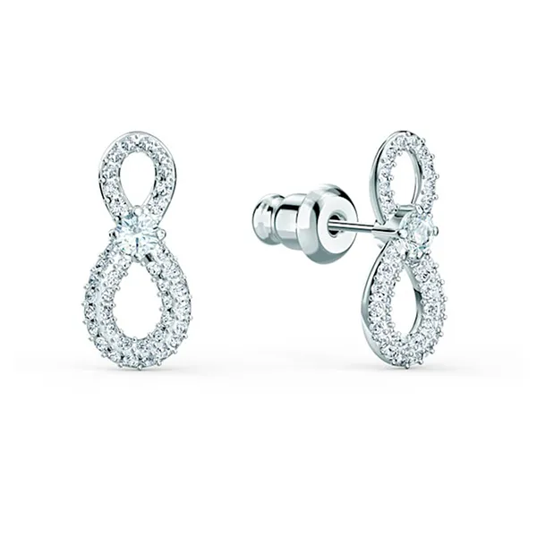 Khuyên Tai Nữ Swarovski Infinity Drop Earrings Infinity, White, Rhodium Plated 5518880 Màu Trắng Bạc
