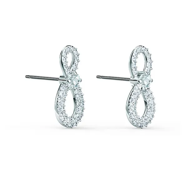 Khuyên Tai Nữ Swarovski Infinity Drop Earrings Infinity, White, Rhodium Plated 5518880 Màu Trắng Bạc
