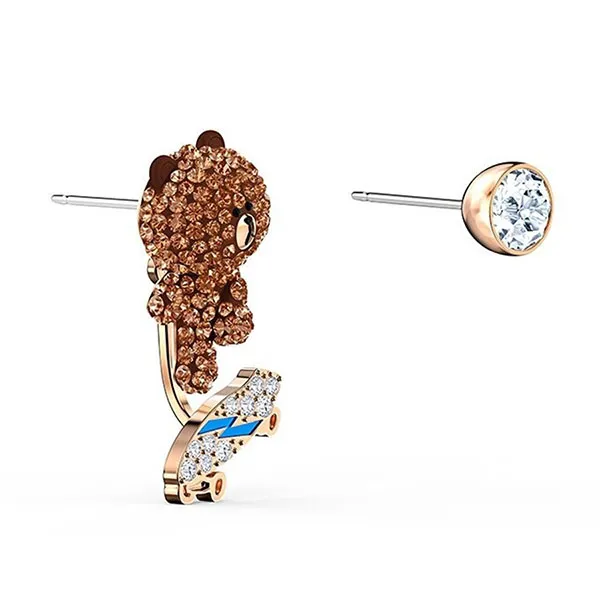 Khuyên Tai Nữ Swarovski Line Friends Skateboard Pierced Earrings 5514438 Màu Nâu