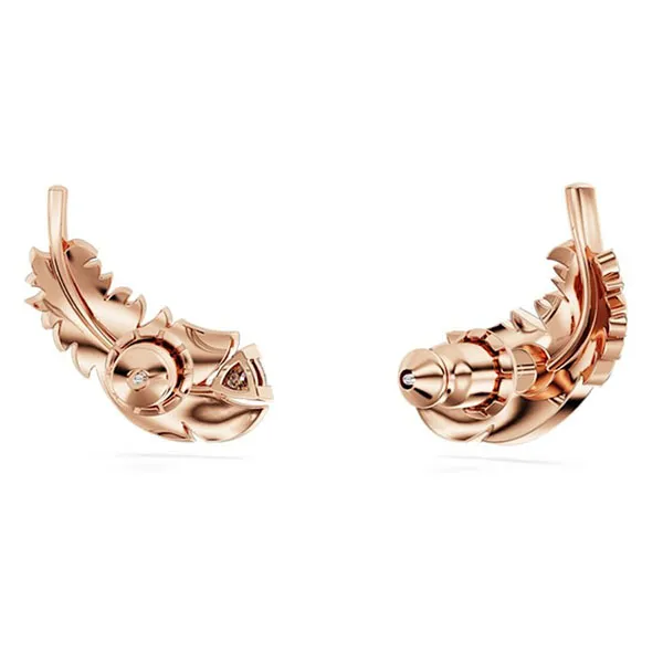 Khuyên Tai Nữ Swarovski Nice Stud Earrings Feather, White, Rose Gold-Tone Plated 5663490 Màu Vàng Hồng