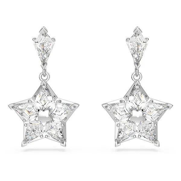 Khuyên Tai Nữ Swarovski Stella Drop Earrings Kite Cut, Star, White, Rhodium Plated 5652002 Màu Trắng Bạc