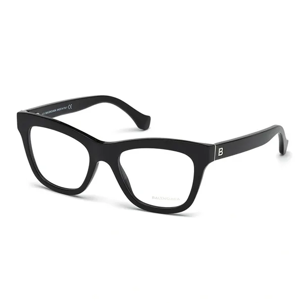 Kính Mắt Cận Balenciaga Shiny Black Rectangle Eyeglasses BA5067 001 Màu Đen