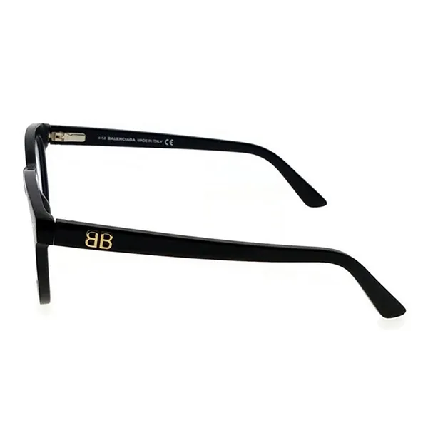 Kính Mắt Cận Balenciaga Shiny Black Unisex Round Eyeglasses BA5088 001 Màu Đen