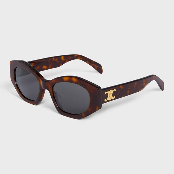 Kính Mát Celine Triomphe 08 Sunglasses In Acetate Red Havana CL40238U Màu Nâu/Xám