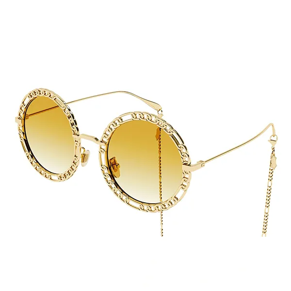 Kính Mát Nữ Gucci Gold Chain Sunglasses GG1113S 001 Màu Vàng