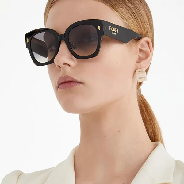 Kính Mát Nữ Fendi Square Sunglasses FF 0458GS 0807 9O Màu Đen