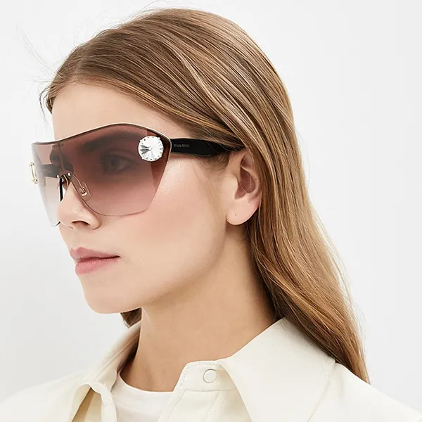 Kính Mát Nữ Miu Miu Pale Gold Sunglasses 68US ZVN0A6 Màu Nâu Đen