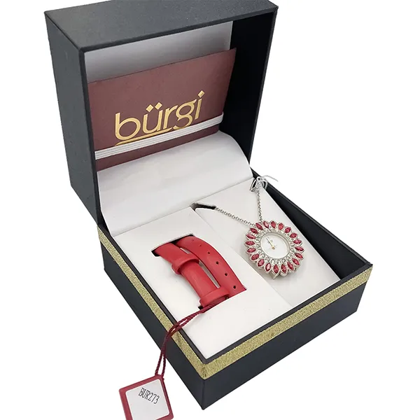 Mặt Đồng Hồ Dây Chuyền Nữ Burgi BUR273 Watch & Pendant Màu Đỏ