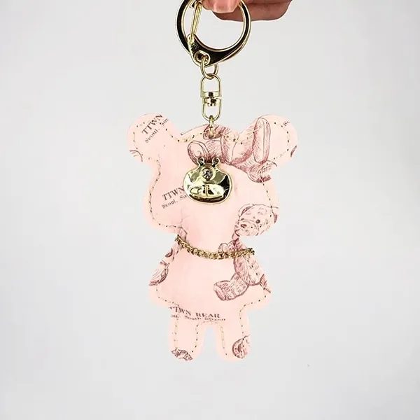 Móc Khóa Charm TTWN BEAR Da Màu Hồng