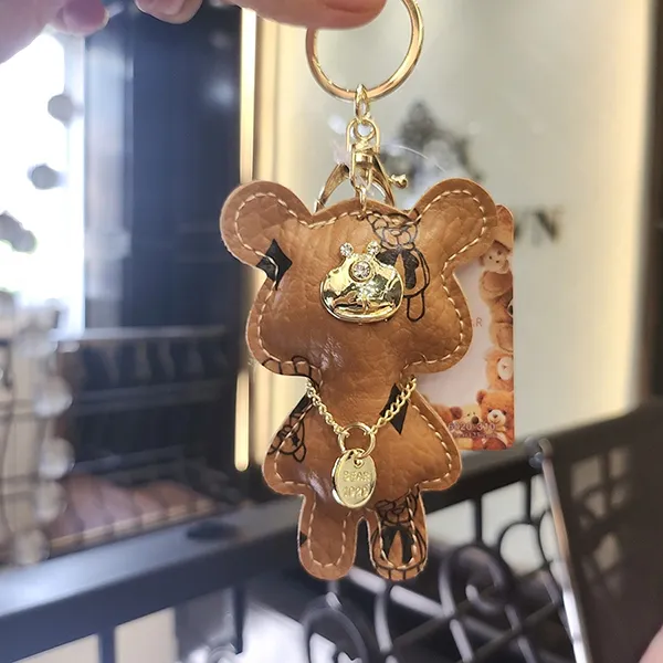 Móc Khóa Charm TTWN BEAR Da Màu Nâu Khaki