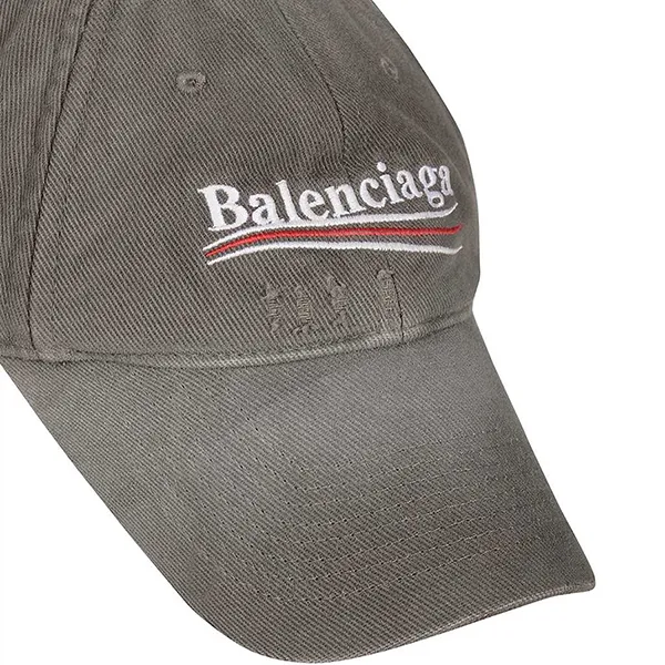 Mũ Balenciaga Logo-Embroidered Cotton Cap Màu Ghi