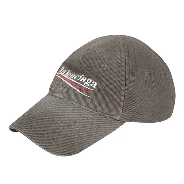 Mũ Balenciaga Logo-Embroidered Cotton Cap Màu Ghi