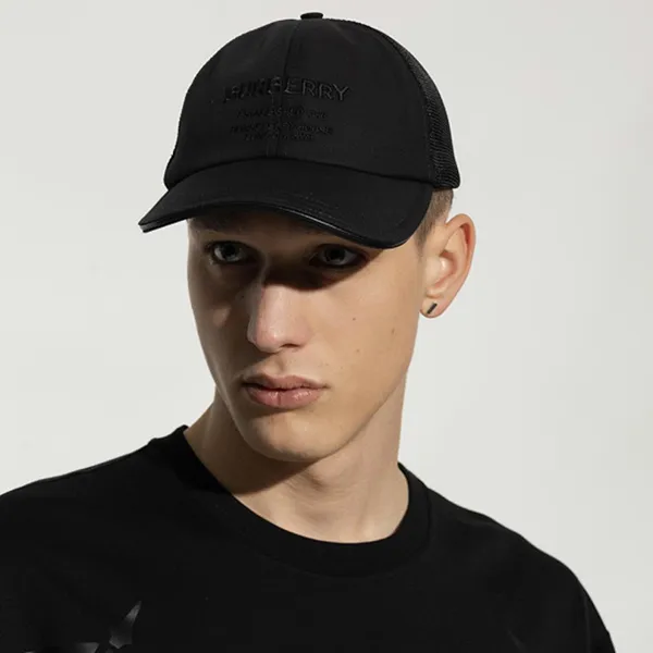 Mũ Burberry Horseferry Motif Cotton And Mesh Baseball Cap Màu Đen Size S