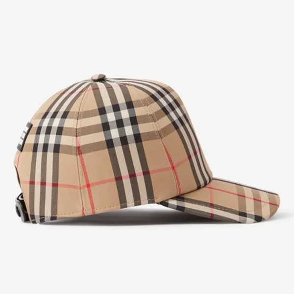 Mũ Burberry Logo Appliqué Vintage Check Cap Màu Be Kẻ Size M