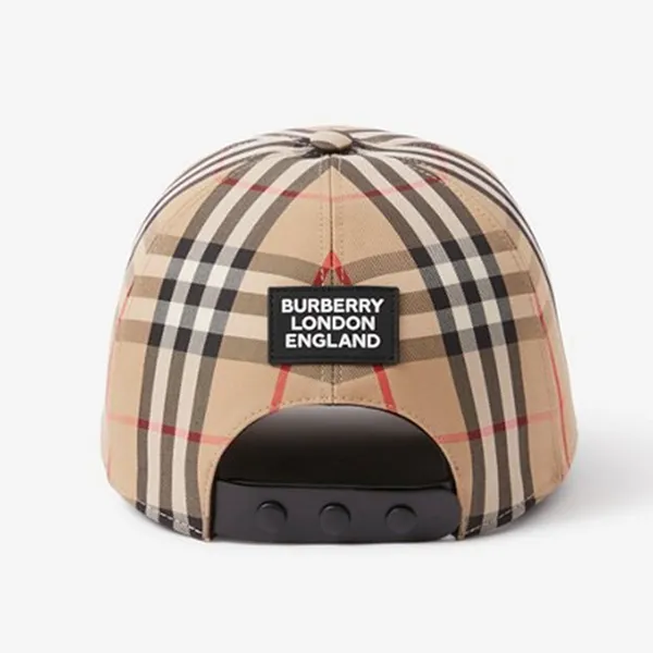 Mũ Burberry Logo Appliqué Vintage Check Cap Màu Be Kẻ Size M