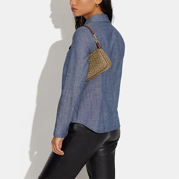 Túi Đeo Vai Nữ Coach Nolita 19 In Colorblock Signature Canvas CE698 Màu Khaki Phối Đỏ - Túi xách - Vua Hàng Hiệu