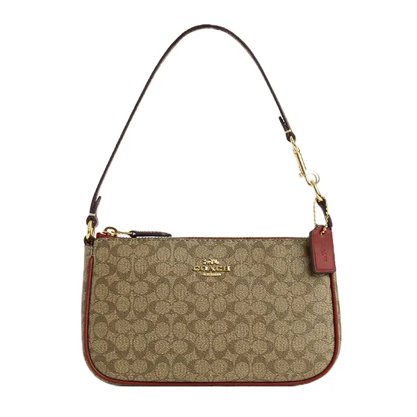 Túi Đeo Vai Nữ Coach Nolita 19 In Colorblock Signature Canvas CE698 Màu Khaki Phối Đỏ - Túi xách - Vua Hàng Hiệu