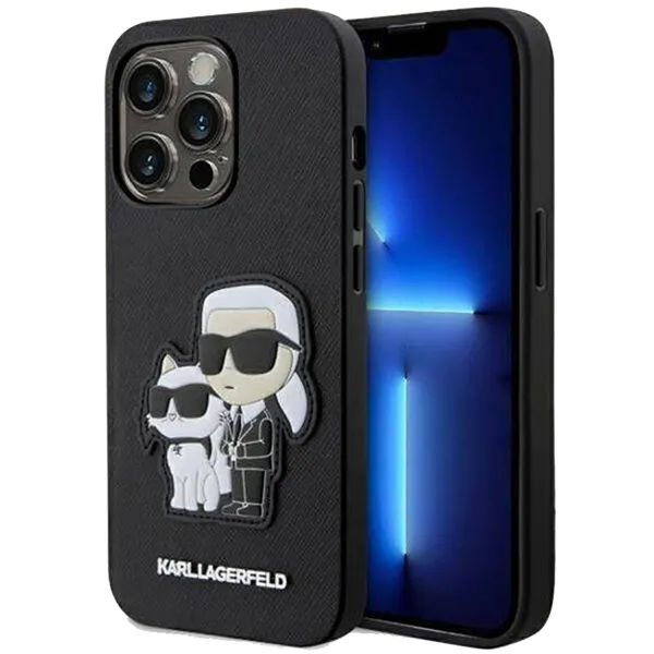 Ốp Điện Thoại Karl Lagerfeld Hardcase Saffiano Karl & Choupette Embossed Iphone 14 Pro Màu Đen