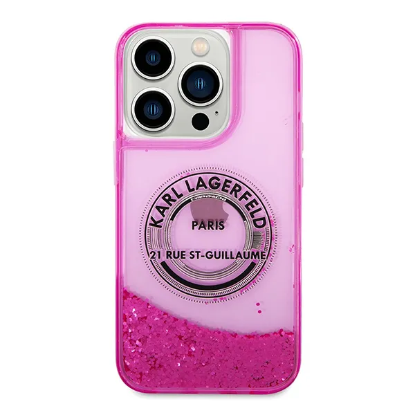 Ốp Điện Thoại Karl Lagerfeld Liquid Glitter Case Round Rsg Logo iPhone 14 Pro Max Màu Hồng - Phụ Kiện Công Nghệ - Vua Hàng Hiệu