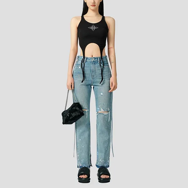 Quần Jean Nữ SMFK Blue Dancer Straight UP009BL Màu Xanh - Thời trang - Vua Hàng Hiệu