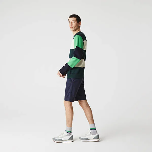 Quần Short Nam Lacoste Men's Slim Fit Stretch Gabardine Shorts FH9542-00-166 Màu Xanh Navy Size 38/30