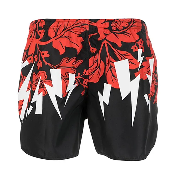 Quần Short Nam Neil Barrett Graphic-Print Swim Shorts PBCB003U042 Màu Đỏ Đen Size M
