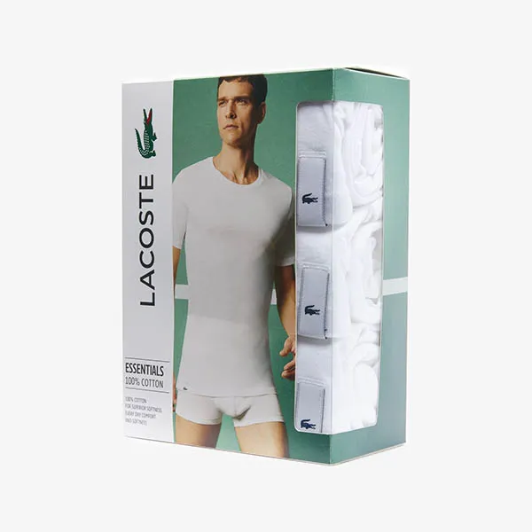 Set Áo Thun Nam Lacoste Men's 3-Pack Slim Fit Cotton Jersey T-Shirts TH8999-51-001 Màu Trắng Size M
