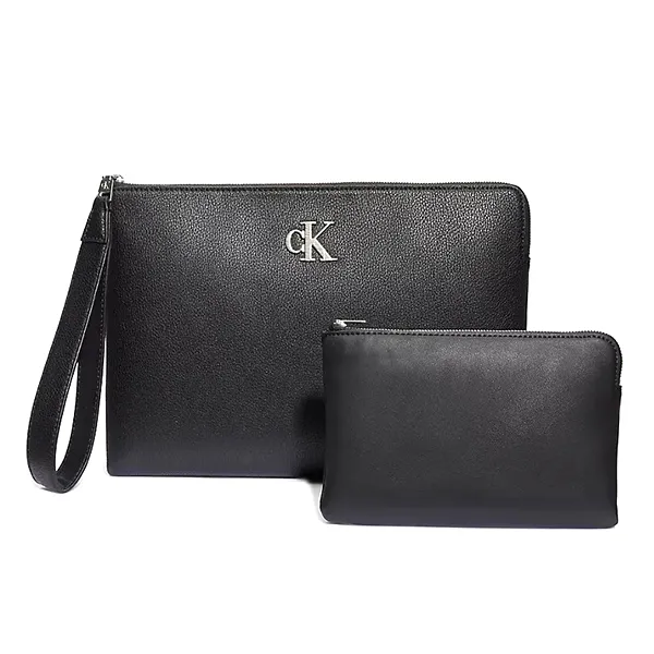 Set 2 Túi Cầm Tay Calvin Klein CK Clutch Minimal Monogram 2 In 1 Wristlet Màu Đen