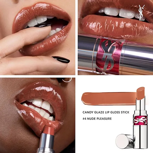 Son Dưỡng Yves Saint Laurent YSL Rouge Volupte Candy Glaze N°4 Nude Pleasure Màu Cam Đất - Son Môi - Vua Hàng Hiệu