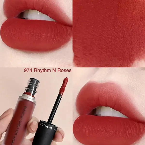 Son MAC Powder Kiss Liquid Lipcolour 974 Rhythm 'N' Roses Màu Đỏ Cam 5ml - Son Môi - Vua Hàng Hiệu