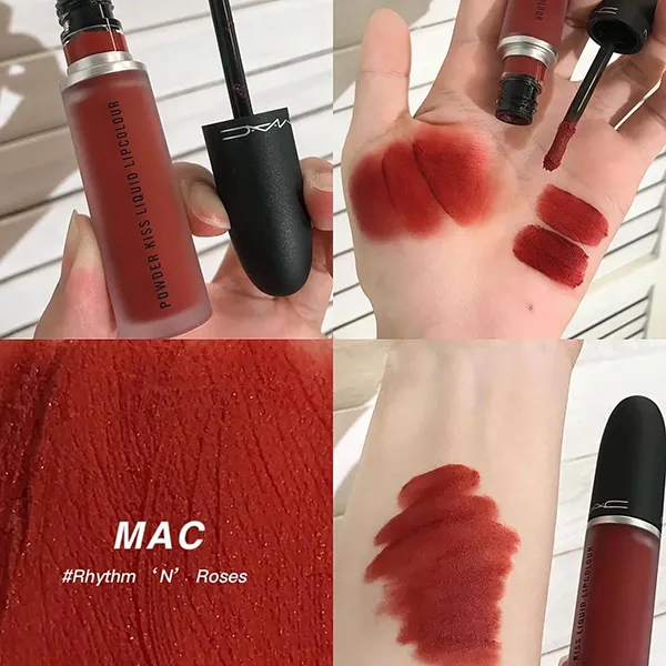 Son MAC Powder Kiss Liquid Lipcolour 974 Rhythm 'N' Roses Màu Đỏ Cam 5ml - Son Môi - Vua Hàng Hiệu