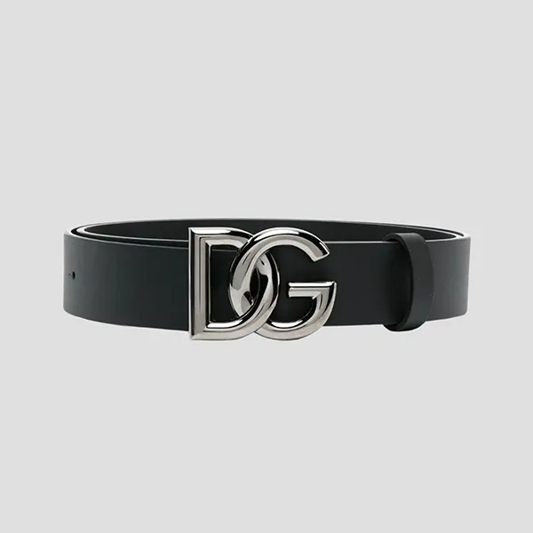 Thắt Lưng Nam Dolce & Gabbana D&G Belt Black Leather With Silver Logo - BC4644 AX622 8V363 Màu Đen Size 95