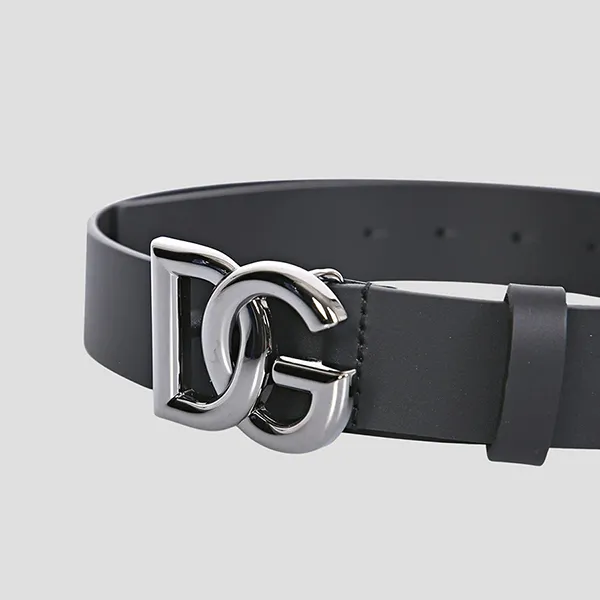 Thắt Lưng Nam Dolce & Gabbana D&G Belt Black Leather With Silver Logo - BC4644 AX622 8V363 Màu Đen Size 95