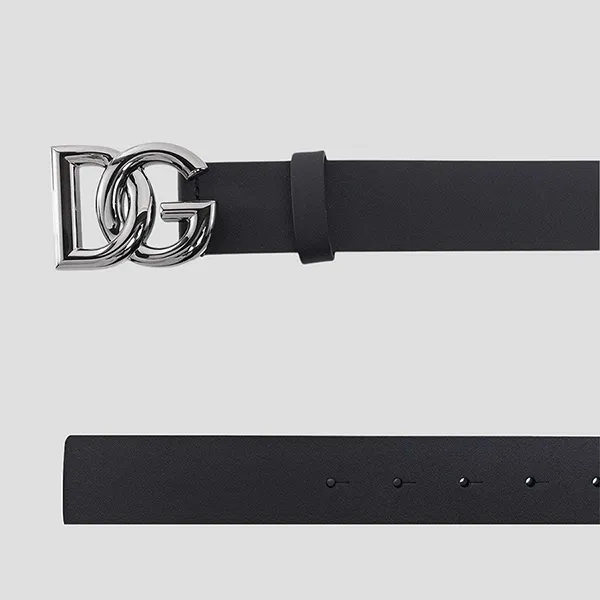 Thắt Lưng Nam Dolce & Gabbana D&G Belt Black Leather With Silver Logo - BC4644 AX622 8V363 Màu Đen Size 95