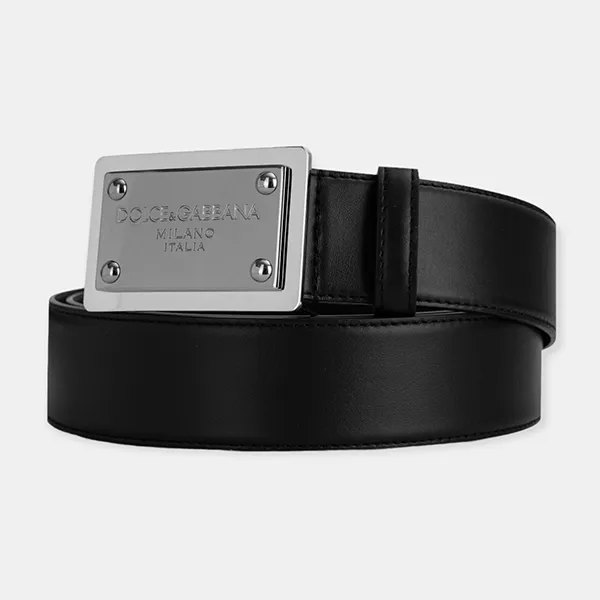 Thắt Lưng Nam Dolce & Gabbana D&G Logo Plaque Buckle Belt BC4777 AW57680999 Màu Đen Size 100
