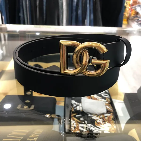 Thắt Lưng Nam Dolce & Gabbana D&G DG Logo Calf Leather Belt BC3624 B5382 Màu Đen Size 95