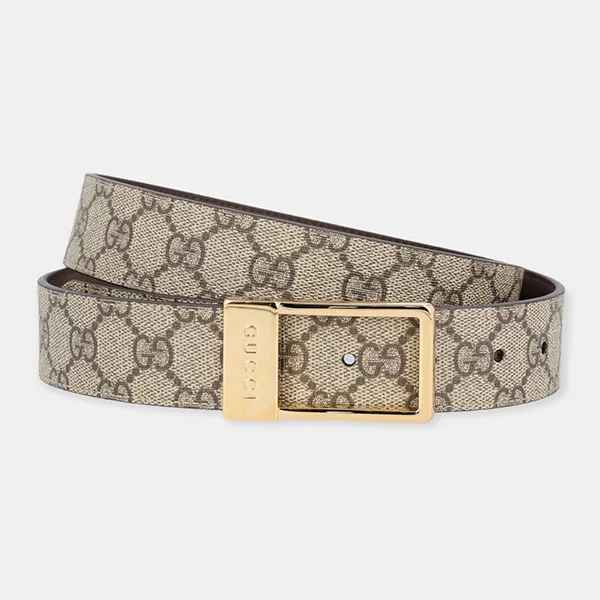 Thắt Lưng Nam Gucci GG Belt With Rectangular Buckle 722370KGD0H9742 Màu Ghi Size 90 - 3