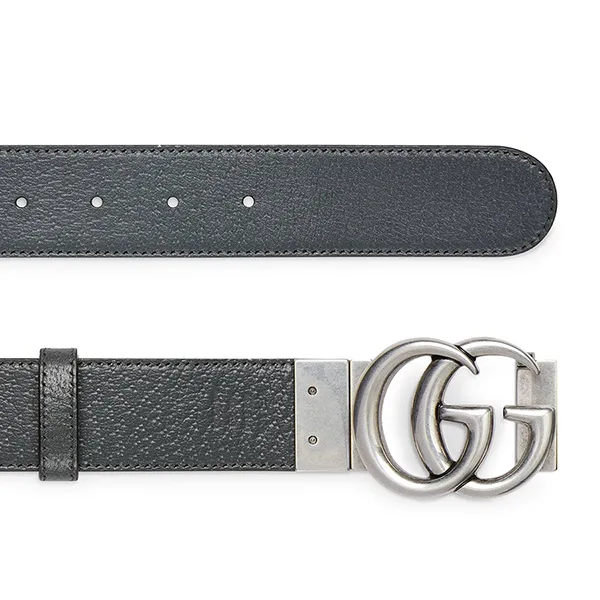 Thắt Lưng Nam Gucci GG Marmont Reversible Belt Hai Mặt Màu Xám Đen Size 100 - 5
