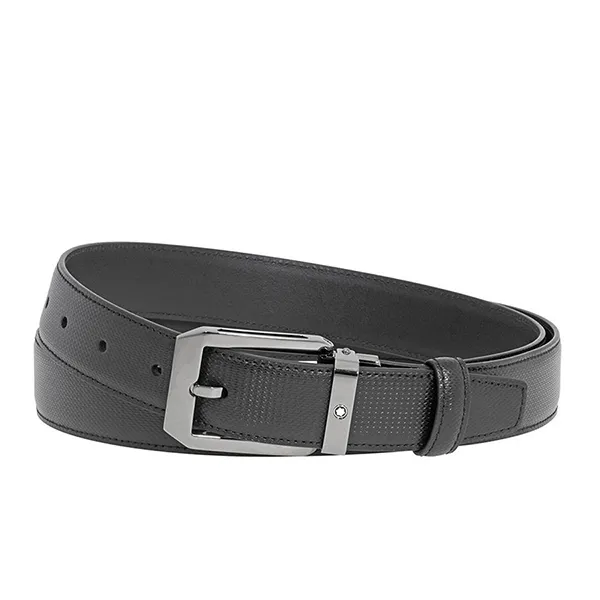 Thắt Lưng Nam Montblanc Men's Printed Leather Belt 118439 Màu Đen Bản 3cm Size 105