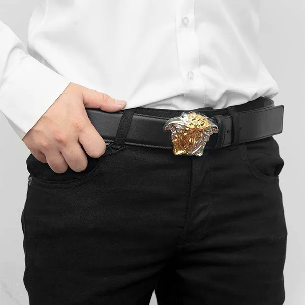 Thắt Lưng Versace Palazzo Two Tone Medusa Buckle Belt Màu Đen Size 75 - Thắt lưng - Vua Hàng Hiệu