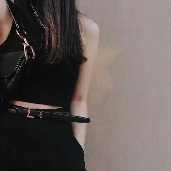 Thắt Lưng Nữ Yves Saint Laurent YSL Siyah Kadın Deri Kemer Bản 2cm Màu Đen Size 80 - Thắt lưng - Vua Hàng Hiệu