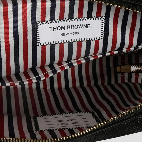 Túi Cầm Tay Nam Thom Browne Clutch Black Leather With RWB Strap MAC067A-00198-001 Màu Đen