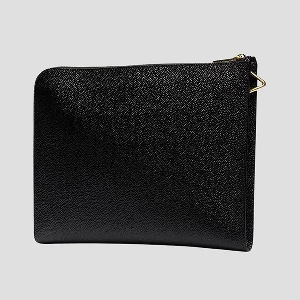 Túi Cầm Tay Nam Thom Browne Clutch Black Leather With RWB Strap MAC083A-00198-001 Màu Đen