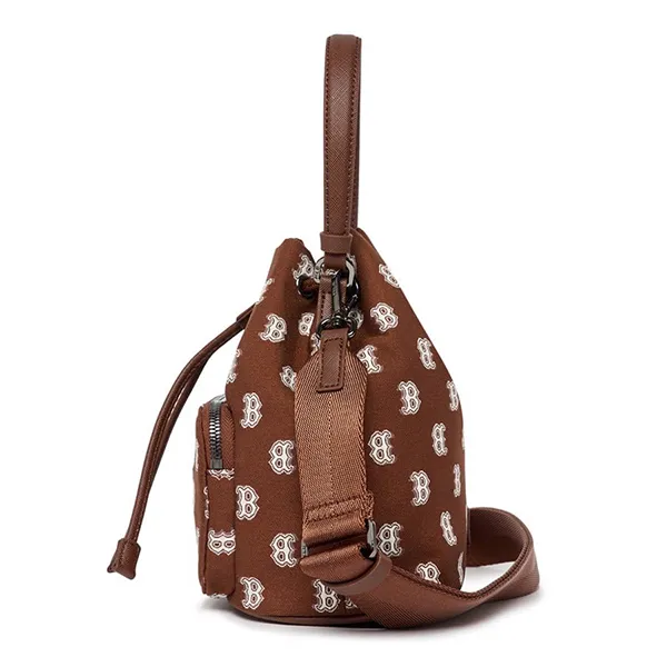 Túi Đeo Chéo Dây Rút MLB Monogram Bucket Bag Boston Red Sox 3ABMS012N-43BRD Màu Nâu - 3