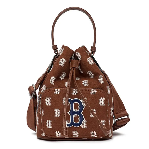 Túi Đeo Chéo Dây Rút MLB Monogram Bucket Bag Boston Red Sox 3ABMS012N-43BRD Màu Nâu - Túi xách - Vua Hàng Hiệu