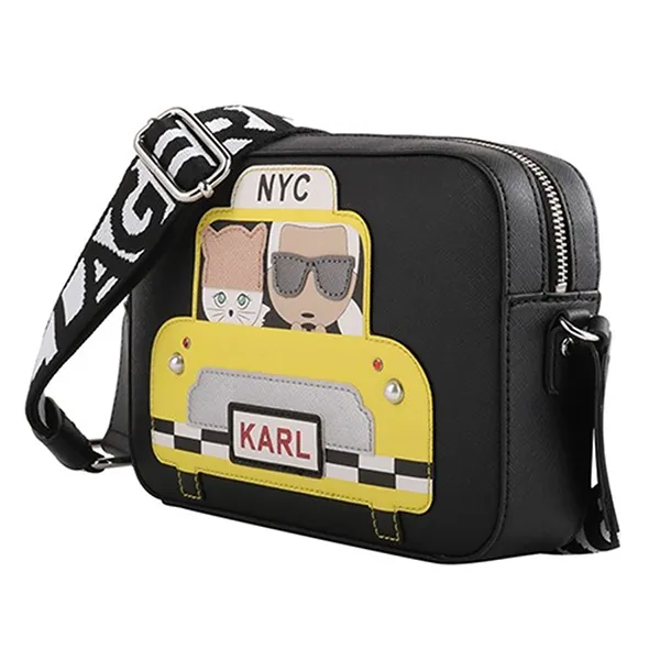 Túi Đeo Chéo Karl Lagerfeld Maybelle Camera Crossbody LH2EU567 Màu Đen Vàng - Túi xách - Vua Hàng Hiệu