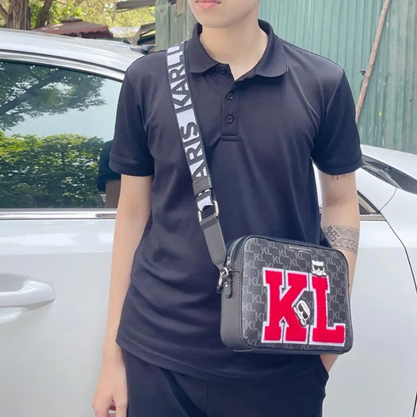 Túi Đeo Chéo Karl Lagerfeld Paris Maybelle Crossbody Black Logo LH2EJ567 Màu Đen Đỏ - Túi xách - Vua Hàng Hiệu