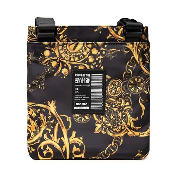 Túi Đeo Chéo Nam Versace Jeans Couture Printed Nylon Marcologo Màu Đen Vàng - Túi xách - Vua Hàng Hiệu
